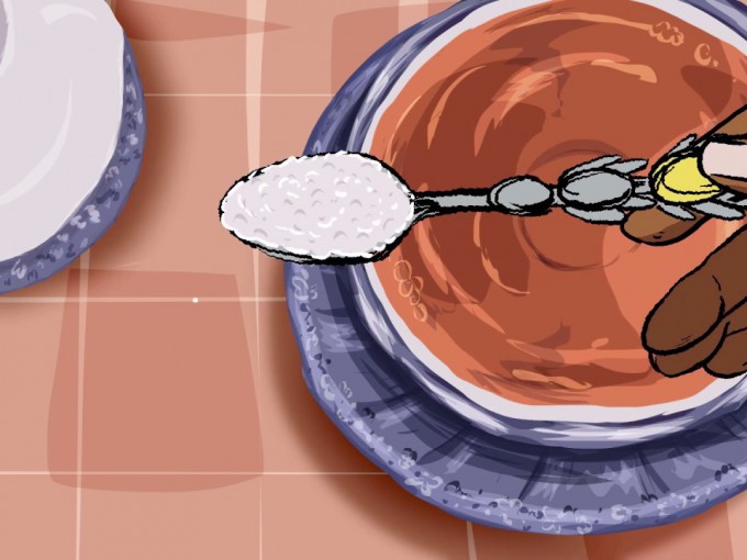 three teaspoons of sugar