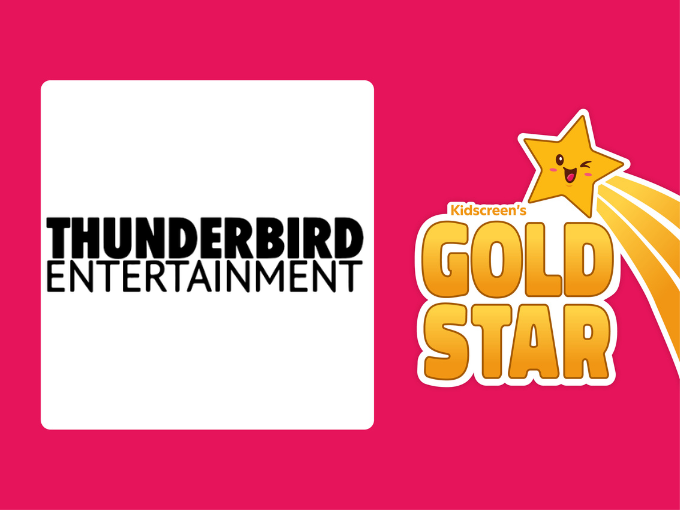 A Kidscreen's Gold Star logo featuring Thunderbird Entertainment